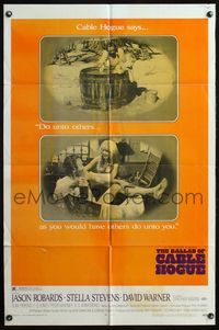 6j052 BALLAD OF CABLE HOGUE 1sh '70 Sam Peckinpah, Jason Robards & sexy Stella Stevens in wash tub!