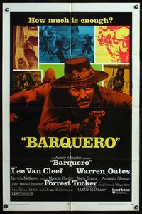 6j058 BARQUERO 1sh '70 Lee Van Cleef, Warren Oates with gun, western gunslinger action!