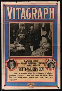6j070 BETTY IN THE LIONS' DEN 1sh '13 Clara Kimball Young & Darwin Karr in early silent!