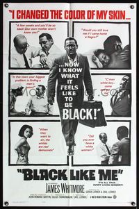 6j075 BLACK LIKE ME 1sh '64 Carl Lerner, James Whitmore, know what it feels like to be black!