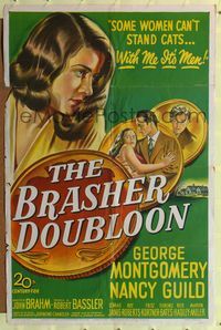 6j097 BRASHER DOUBLOON 1sh '47 some women can't stand cats, with her it's men, Chandler noir!