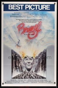 6j100 BRAZIL reviews 1sh '85 Terry Gilliam, cool sci-fi fantasy art by Lagarrigue!