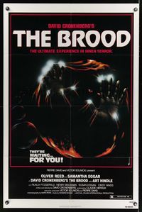 6j111 BROOD 1sh '79 David Cronenberg, Oliver Reed, Samantha Eggar, art of monster in embryo!