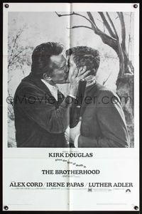 6j113 BROTHERHOOD 1sh '68 Kirk Douglas gives the kiss of death to Alex Cord!