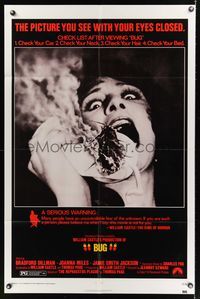 6j118 BUG 1sh '75 wild horror image of screaming girl on phone with flaming insect!
