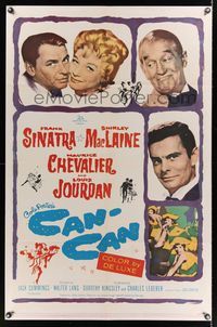 6j134 CAN-CAN 1sh '60 Frank Sinatra, Shirley MacLaine, Maurice Chevalier & Louis Jourdan!