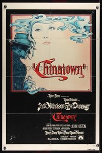 6j152 CHINATOWN 1sh '74 great art of smoking Jack Nicholson & Faye Dunaway, Roman Polanski
