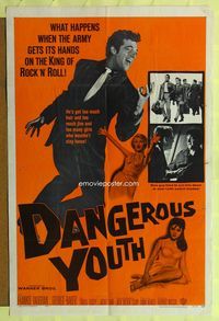 6j183 DANGEROUS YOUTH 1sh '58 Frankie Vaughn is an Elvis-like star drafted in the Army!