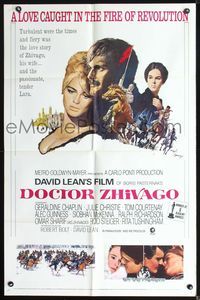 6j206 DOCTOR ZHIVAGO 1sh '65 Omar Sharif, Julie Christie, Terpning art of David Lean English epic!