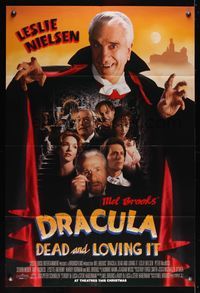 6j216 DRACULA DEAD & LOVING IT advance 1sh '95 Mel Brooks, Leslie Neilsen as a wacky vampire!