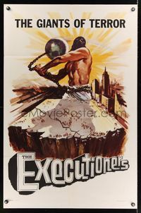 6j239 EXECUTIONERS 1sh '59 WWII death camps, Nuremberg trials, cool really odd artwork!