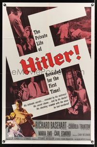 6j357 HITLER 1sh '62 Richard Basehart in title role, revealed for the first time!