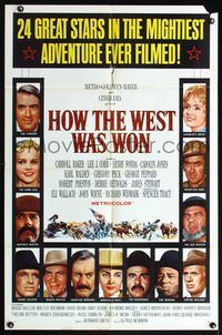 6j372 HOW THE WEST WAS WON 1sh '64 John Ford epic, mightiest adventure ever filmed!