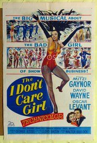 6j384 I DON'T CARE GIRL 1sh '52 great full-length art of sexy showgirl Mitzi Gaynor!