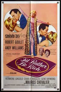 6j388 I'D RATHER BE RICH 1sh '64 Sandra Dee, Robert Goulet, Andy Williams, Maurice Chevalier!