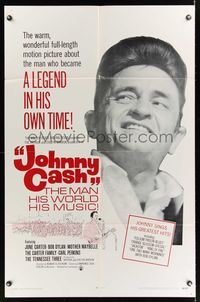 6j419 JOHNNY CASH 1sh '69 great portrait of most famous country music star!