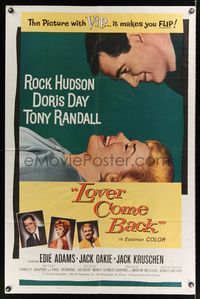 6j477 LOVER COME BACK 1sh '62 Rock Hudson, Doris Day, Tony Randall, Edie Adams