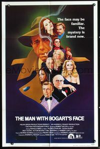 6j509 MAN WITH BOGART'S FACE 1sh '80 Robert Sacchi, Franco Nero, cool Bogey smoking art by Dorero!