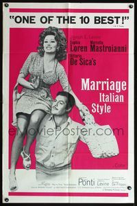 6j521 MARRIAGE ITALIAN STYLE 1sh '64 de Sica's Matrimonio all'Italiana, Sophia Loren, Mastroianni!