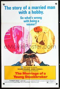 6j522 MARRIAGE OF A YOUNG STOCKBROKER 1sh '71 what's wrong with Richard Benjamin being a voyeur!