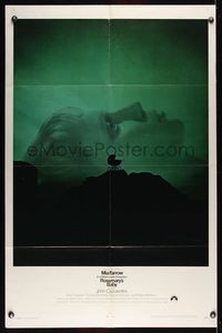 6j722 ROSEMARY'S BABY 1sh '68 Roman Polanski, Mia Farrow, creepy baby carriage horror image!