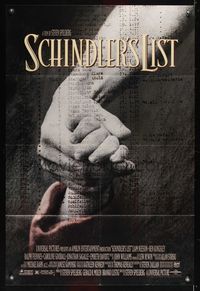 6j741 SCHINDLER'S LIST 1sh '93 Steven Spielberg, Liam Neeson, Ralph Fiennes