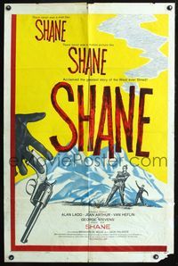 6j757 SHANE 1sh R59 most classic western, Alan Ladd, Jean Arthur, Van Heflin, Brandon De Wilde