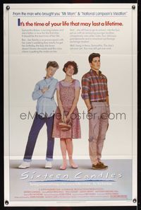 6j770 SIXTEEN CANDLES 1sh '84 Molly Ringwald, Anthony Michael Hall, directed by John Hughes!
