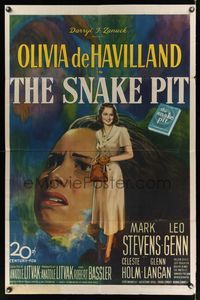 6j778 SNAKE PIT 1sh '49 art of confused mental patient Olivia de Havilland!