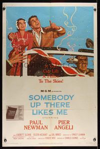 6j783 SOMEBODY UP THERE LIKES ME 1sh '56 Paul Newman as boxing champion Rocky Graziano!