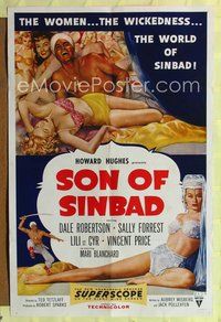 6j784 SON OF SINBAD 1sh '55 Howard Hughes, great art of super sexy harem women!