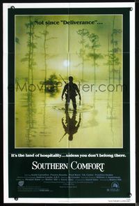 6j791 SOUTHERN COMFORT 1sh '81 Walter Hill, Keith Carradine, cool image of hunter in swamp!