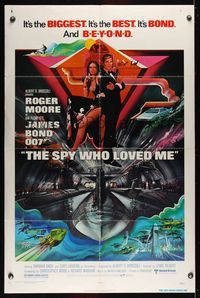 6j797 SPY WHO LOVED ME 1sh '77 great art of Roger Moore as James Bond 007 by Bob Peak!