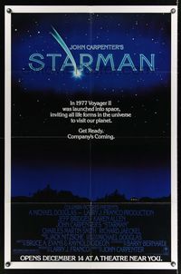 6j806 STARMAN advance 1sh '84 John Carpenter, close-up of alien Jeff Bridges & Karen Allen!