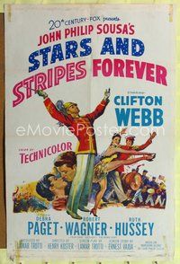 6j807 STARS & STRIPES FOREVER 1sh '53 Clifton Webb as band leader & composer John Philip Sousa!