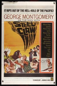 6j810 STEEL CLAW 1sh '61 George Montgomery destroys all who come near him!