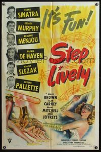 6j811 STEP LIVELY style A 1sh '44 Frank Sinatra, George Murphy, sexy musical art!