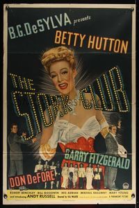 6j819 STORK CLUB style A 1sh '45 Barry Fitzgerald, great art of pretty Betty Hutton!