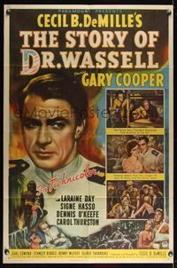6j822 STORY OF DR. WASSELL style A 1sh '44 art of heroic soldier Gary Cooper, Cecil B. DeMille