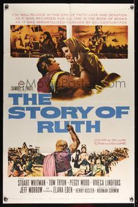 6j826 STORY OF RUTH 1sh '60 Stuart Whitman, Tom Tryon, Biblical montage artwork!
