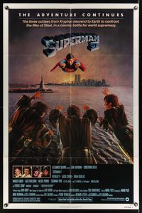 6j844 SUPERMAN II 1sh '81 Christopher Reeve & Terence Stamp, great art over New York City!
