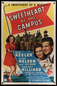 6j853 SWEETHEART OF THE CAMPUS 1sh '41 Ruby Keeler, Ozzie & Harriet, cool big band image!