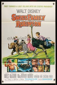 6j864 SWISS FAMILY ROBINSON 1sh R69 John Mills, Walt Disney family fantasy classic!