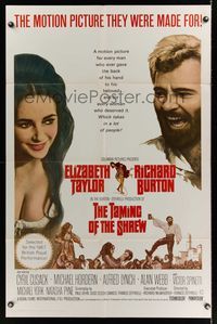 6j869 TAMING OF THE SHREW 1sh '67 close-up art of Elizabeth Taylor & Richard Burton!