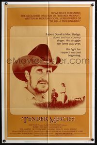 6j881 TENDER MERCIES 1sh '83 Bruce Beresford, great close-up art of Best Actor Robert Duvall!