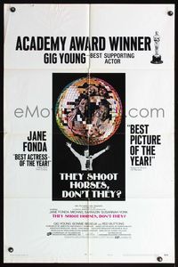 6j891 THEY SHOOT HORSES, DON'T THEY AA style B 1sh '70 Jane Fonda, Sydney Pollack, disco ball image!