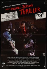 6j897 THRILLER video 1sh '83 John Landis directed, most famous music video, Michael Jackson!