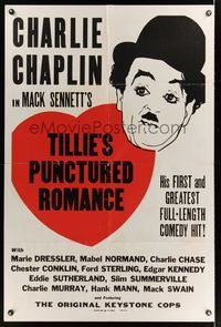 6j901 TILLIE'S PUNCTURED ROMANCE 1sh R40s Mack Sennett comedy, Charlie Chaplin, Marie Dressler!