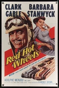 6j907 TO PLEASE A LADY 1sh R62 Clark Gable & sexy Barbara Stanwyck, Red Hot Wheels!