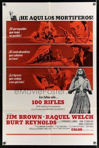 6k003 100 RIFLES Spanish/U.S. 1sh '69 Jim Brown, sexy Raquel Welch, Burt Reynolds!